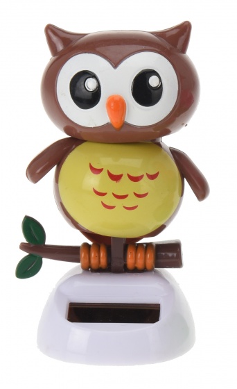 solar figure owl 10 cm brown