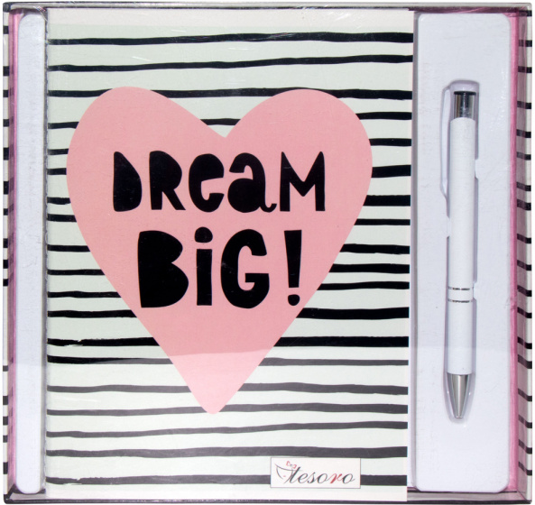 Tesoro schrijfset dream big meisjes 20 x 14 cm papier roze/wit