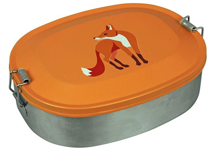bread bin Fox19 x 14 x 5,8 cm stainless steel orange/silver