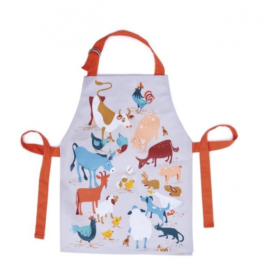 ThreadBear bavlnená zástera 45 x 33 cm viacfarebná farma