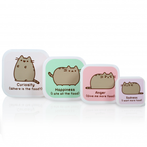 palec hore! Pusheen obedový box plastový 12 x 12 x 5,5 cm 4 kusy