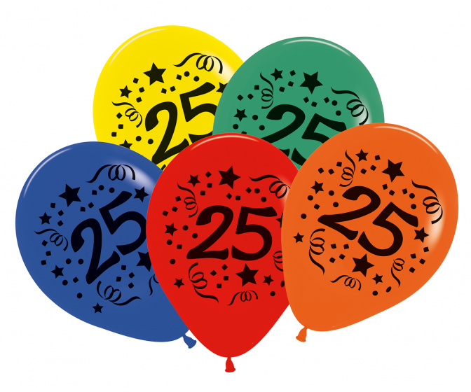tib balóniky Numeral 25 30 cm latex 7 kusov