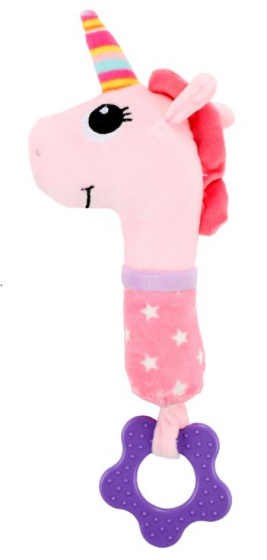 Toi Toys bijtring en rammelaar Eenhoorn 26 cm katoen roze Toi Toys bijtring en rammelaar Eenhoorn 26 cm katoen roze