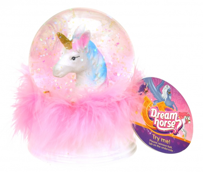 Toi-Toys nočné svetlo/snehová guľa Dream Horseled 9 cm biela/ružová