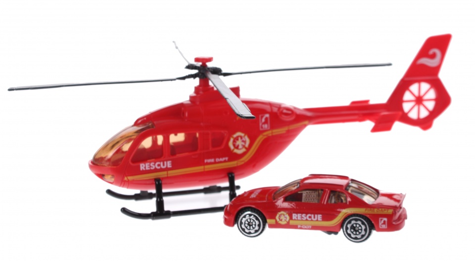 Toi-Toys Záchranný tímový set vrtuľníka s automatickým červeným hasičským zborom