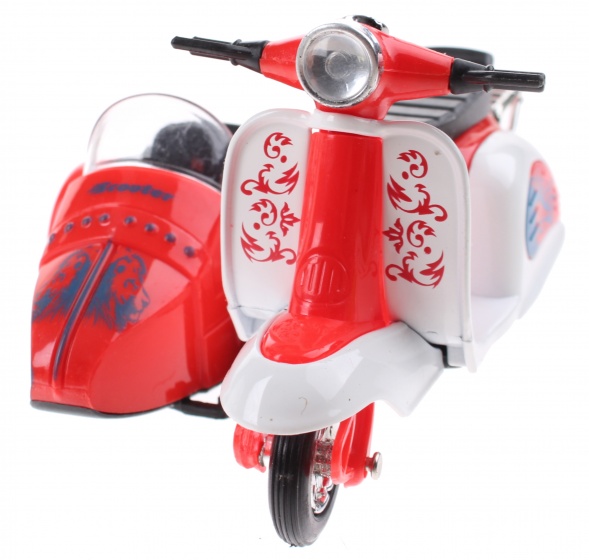 Toi-Toys Toi toys scooter met zijspan diecast 12 x 9 x 7 cm rood