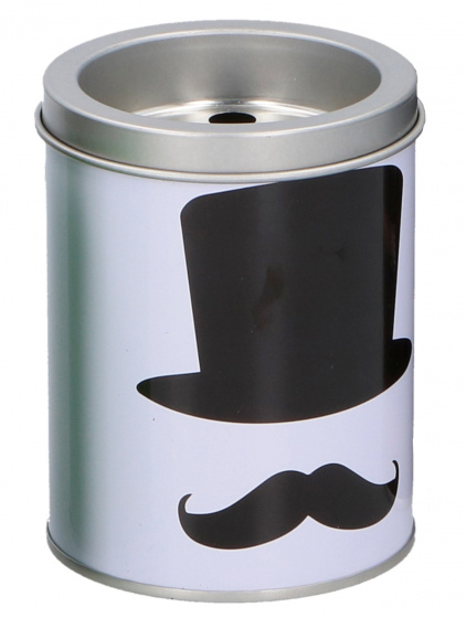 TOM popolník Hat & Moustache 7,5 x 10 cm oceľ biela/čierna