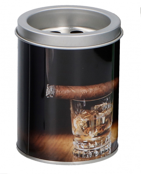 TOM popolník Cigara s whisky 7,5 x 10 cm oceľ biela/čierna