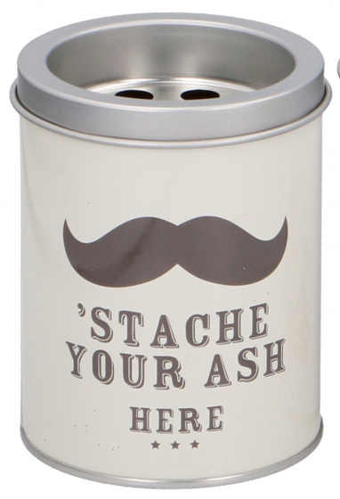 TOM popolník Stache Your Ash 7,5 x 10 cm oceľ biela/čierna