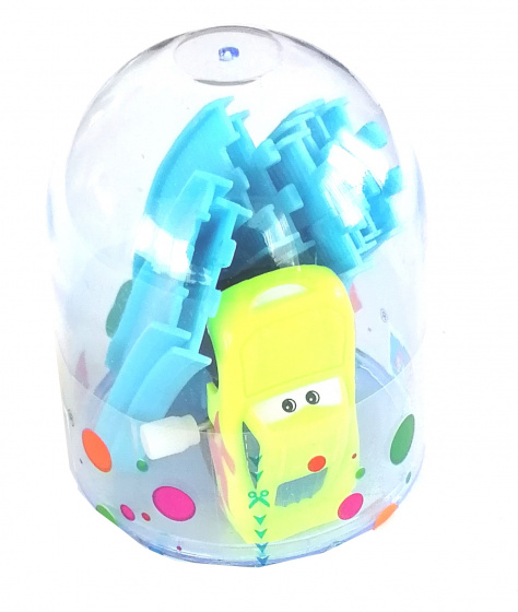 Robetoy auto met racebaan jongens 7 cm blauw/geel 9 delig