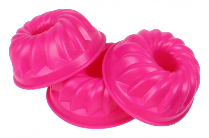 Non-Branded forma na pečenie donut 6,7 x 7,5 cm silikónová fuchsiová 3 kusy