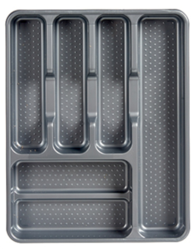 Arte Regal podnos na príbory 38 x 30 x 4,5 cm sivý 6 priehradiek
