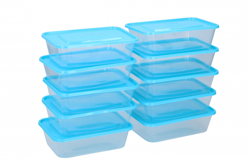 Non Branded bewaardozen 600 ml transparant/blauw 20 delig Non Branded bewaardozen 600 ml transparant/blauw 20 delig