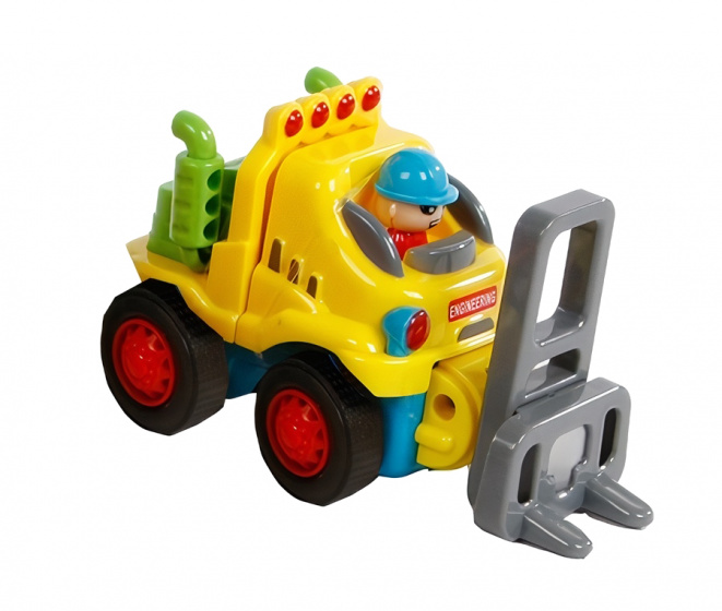TOM bouwvoertuig heftruck junior 10,5 cm geel