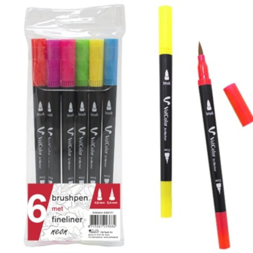 Verhaak štetce/jemné linky Neon 15 cm 6 kusov