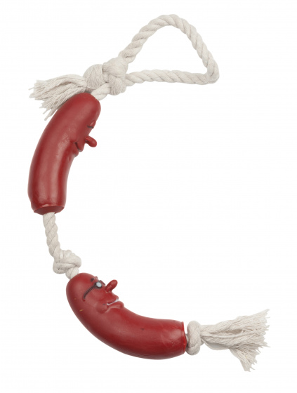 Pet Toys psy hrajú lano klobása 45 cm sisal biela/červená