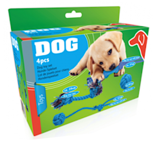 Pet Toys Súprava hračiek pre psa 41 cm sisalová modrá 4-dielna