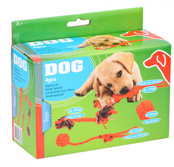 Pet Toys Súprava hračiek pre psa 41 cm sisalová oranžová 4-dielna