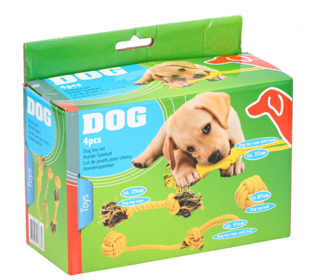 Pet Toys Súprava hračiek pre psa 41 cm sisalová žltá 4-dielna