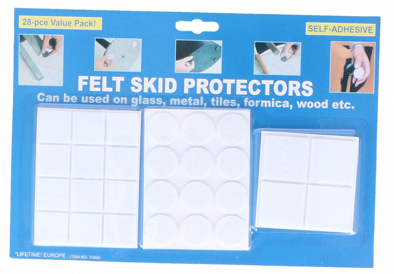 Doživotná nábytková čiapka 29 cm filc biela 28 kusov