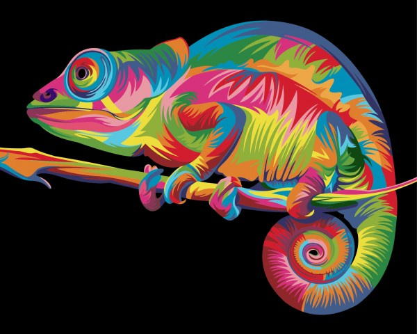 Menga maľba na číslo Chameleon 50 x 40 cm plátno/akryl