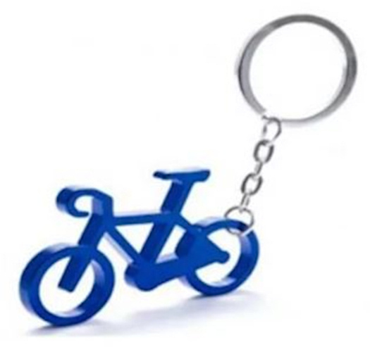 TOM sleutelhanger fiets aluminium blauw