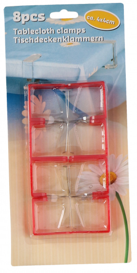 Non-Branded spony na obrus 4 cm 8 ks červená