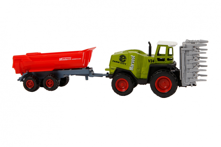 TOM tractor met aanhanger 20 cm junior groen/rood