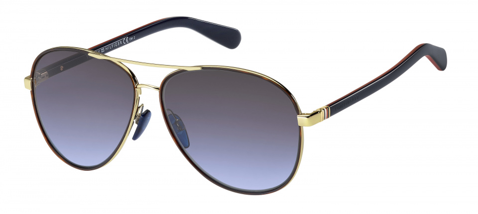 Tommy Hilfiger slnečné okuliare 1766/S dámske kat. 3 pilotné zlato/čierne