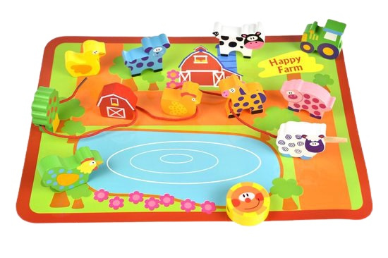 bead set farm 33,5 x 24,5 cm wood 14-part
