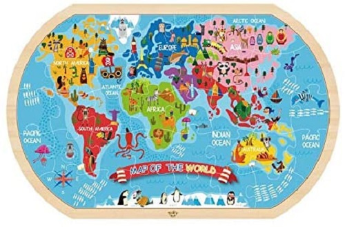 Tooky Toy puzzle mapa sveta junior 45 x 29 cm drevo 37 dielikov