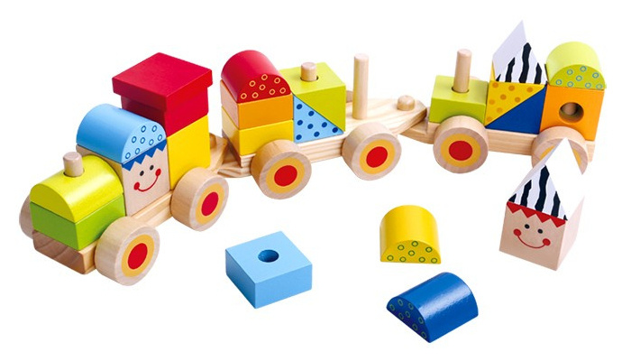 Tooky Toy stapeltrein junior 38 x 9,5 cm hout 26 delig Tooky Toy stapeltrein junior 38 x 9,5 cm hout 26 delig