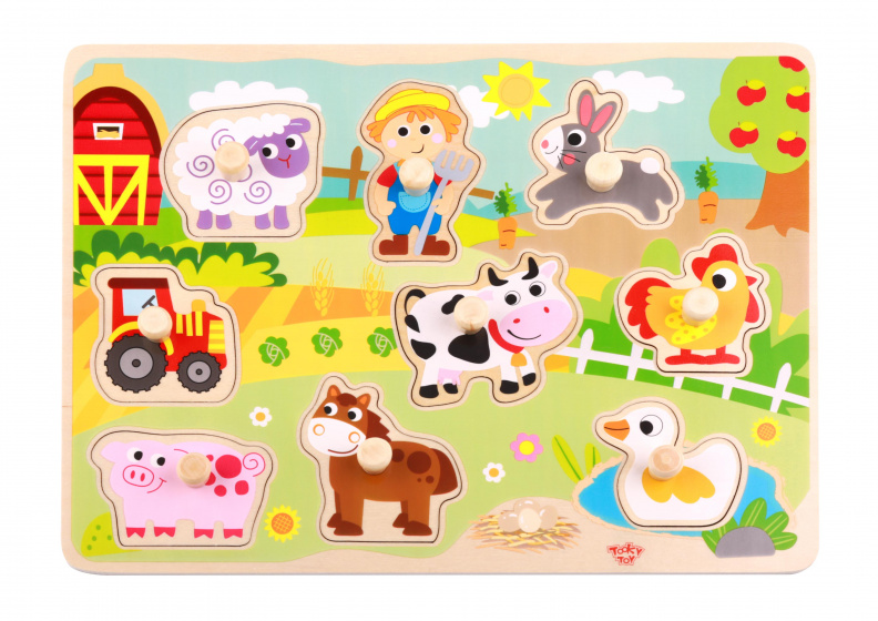Tooky Toy vormenpuzzel boerderij junior 30 cm hout 10 delig