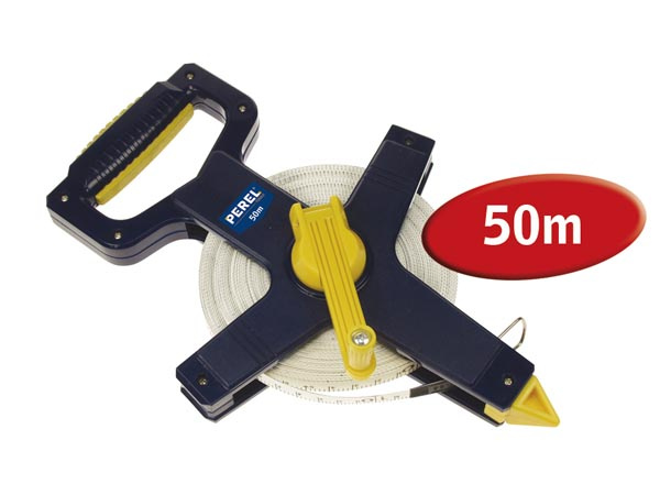 Toolland meracie pásmo 50 metrov x 12,5 mm sklolaminát čierna/žltá