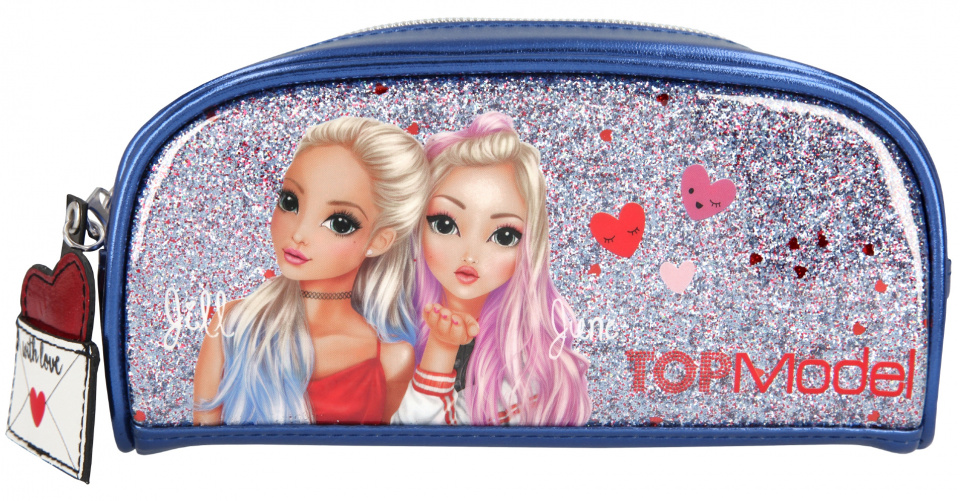 TOPModel etui love letters 20 x 10 cm polyester blauw