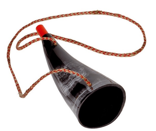 Toys Pure vikinghoorn met koord 15 cm zwart