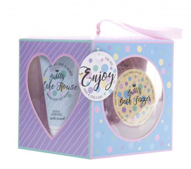 Treffina badgeschenkset Cake House 4 delig paars/blauw Treffina badgeschenkset Cake House 4 delig paars/blauw