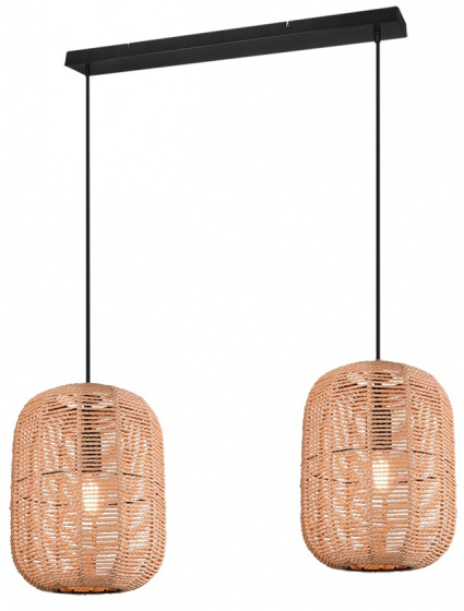 Trio závesné svietidlo Runa 150 x 90 cm oceľ/sisal 40W hnedá/čierna