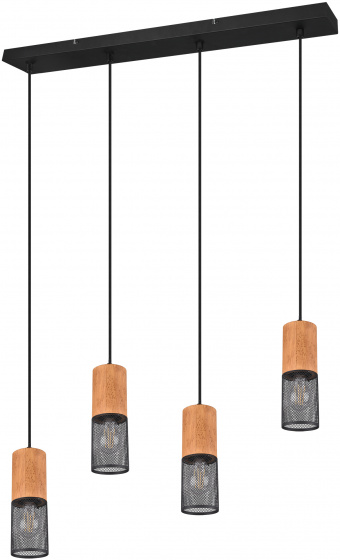 Trio závesné svietidlo Tosh 150 x 65 cm E27 oceľ 40W matná čierna/prírodná