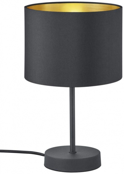 Trio stolná lampa Hostel 33 cm E27 oceľ/textil 40W čierna/zlatá