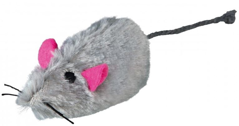 Trixie myška mačka hračky 9 cm plyš sivá