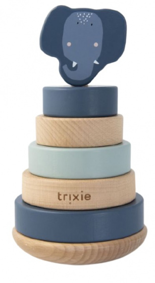 Trixie stapelspeelgoed Mrs. Elephant 18 cm hout blauw 7 delig Trixie stapelspeelgoed Mrs. Elephant 18 cm hout blauw 7 delig