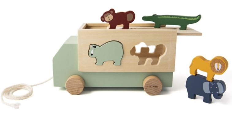 Trixie trekfiguur Vrachtwagen 23 cm hout naturel/groen 6 delig Trixie trekfiguur Vrachtwagen 23 cm hout naturel/groen 6 delig