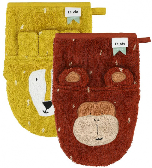 Trixie washandjes Mr. Lion / Mr. Monkey 22 cm katoen geel/rood Trixie washandjes Mr. Lion / Mr. Monkey 22 cm katoen geel/rood