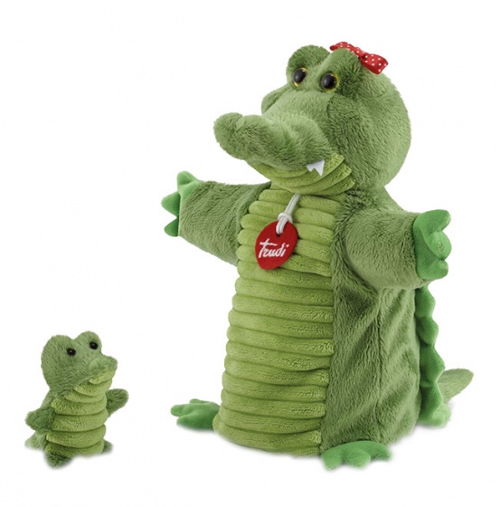 Trudi hand en vingerpop krokodil groen 26 cm