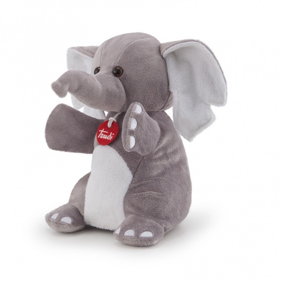 Trudi knuffel puppet olifant 28 cm grijs