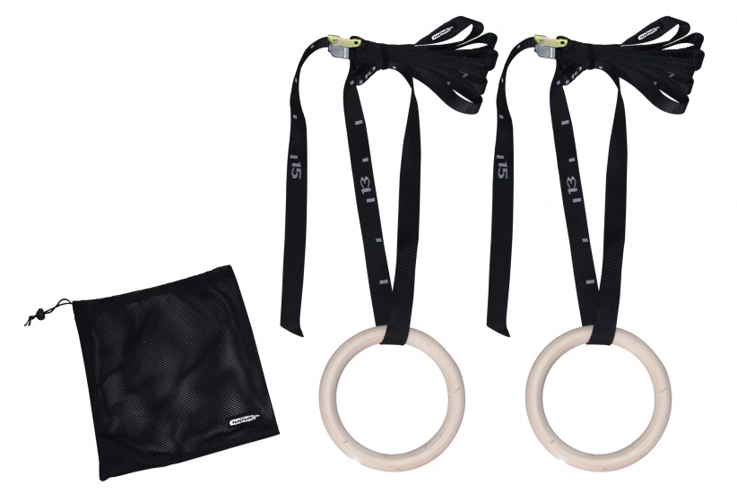 fitness rings Gymnastic Rings 23 cm including belt blank/black