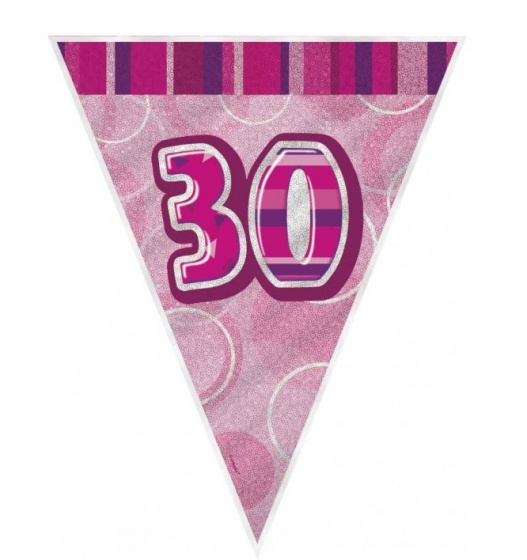 Unique vlajkový rad Glitz postava '30' 274 cm ružová