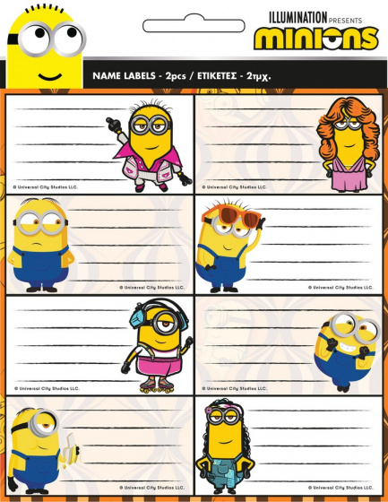 Universal naamlabels minions junior papier wit 16 stuks