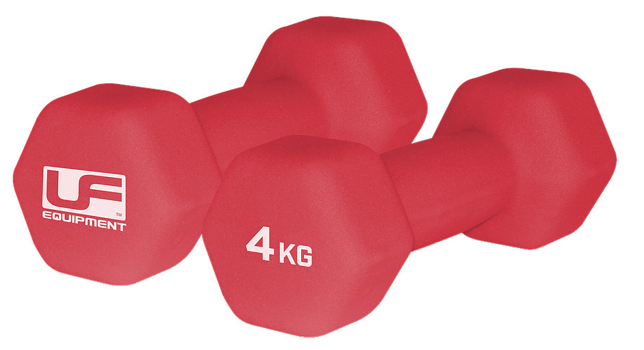 dumbbells Hex 4 kilo neoprene red 2 pieces